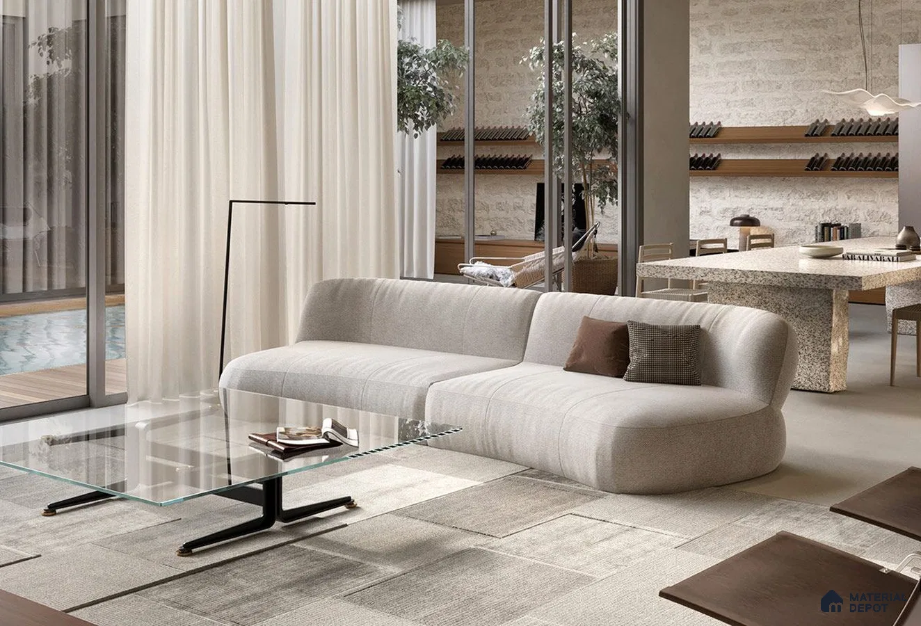 a room filled with lots of windows and plants on top of it's sides in the floor next to a window sill of a window sill of a kitchen counter top space to a room table in a window